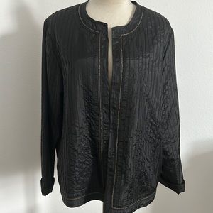 Chicos Black Ribbed Jacket with Sequin Trim